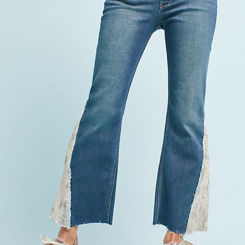 Anthropologie Pilcro High-Rise Sequin Flared Jeans